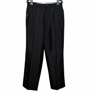 Tasso Elba Golf Mens Pleated Dress Pants 32x30 Black Classic Fit Flat Front